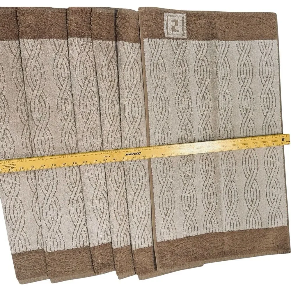 6 VTG Fendi Cotton 100% Bath Towel Floor Mat 16 X 27 Royalton/Bibb USA Tan Beige